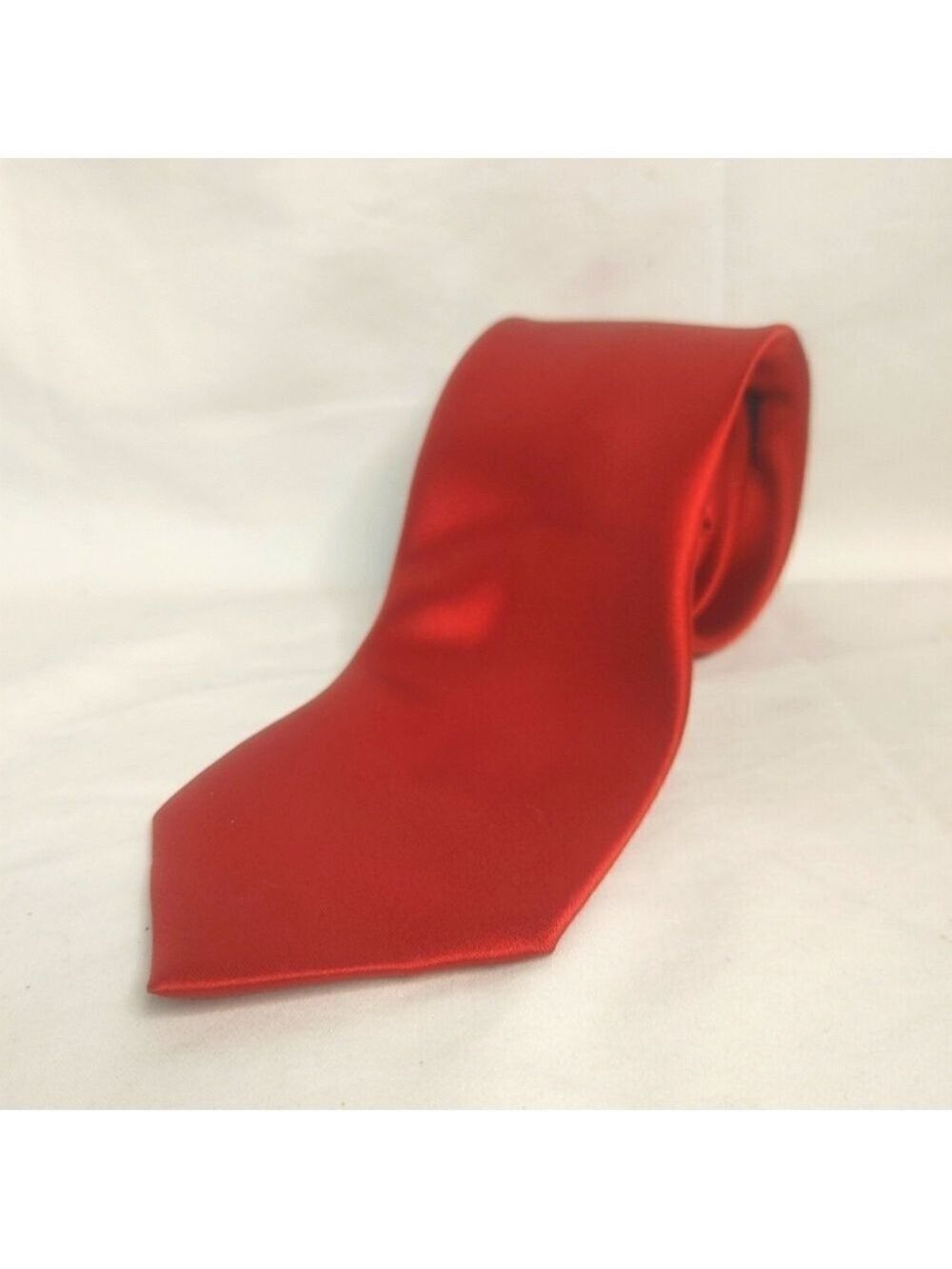 Joseph & Feiss Gold Polyester Satin Tie Red Solid Men Necktie Short 58x3.25